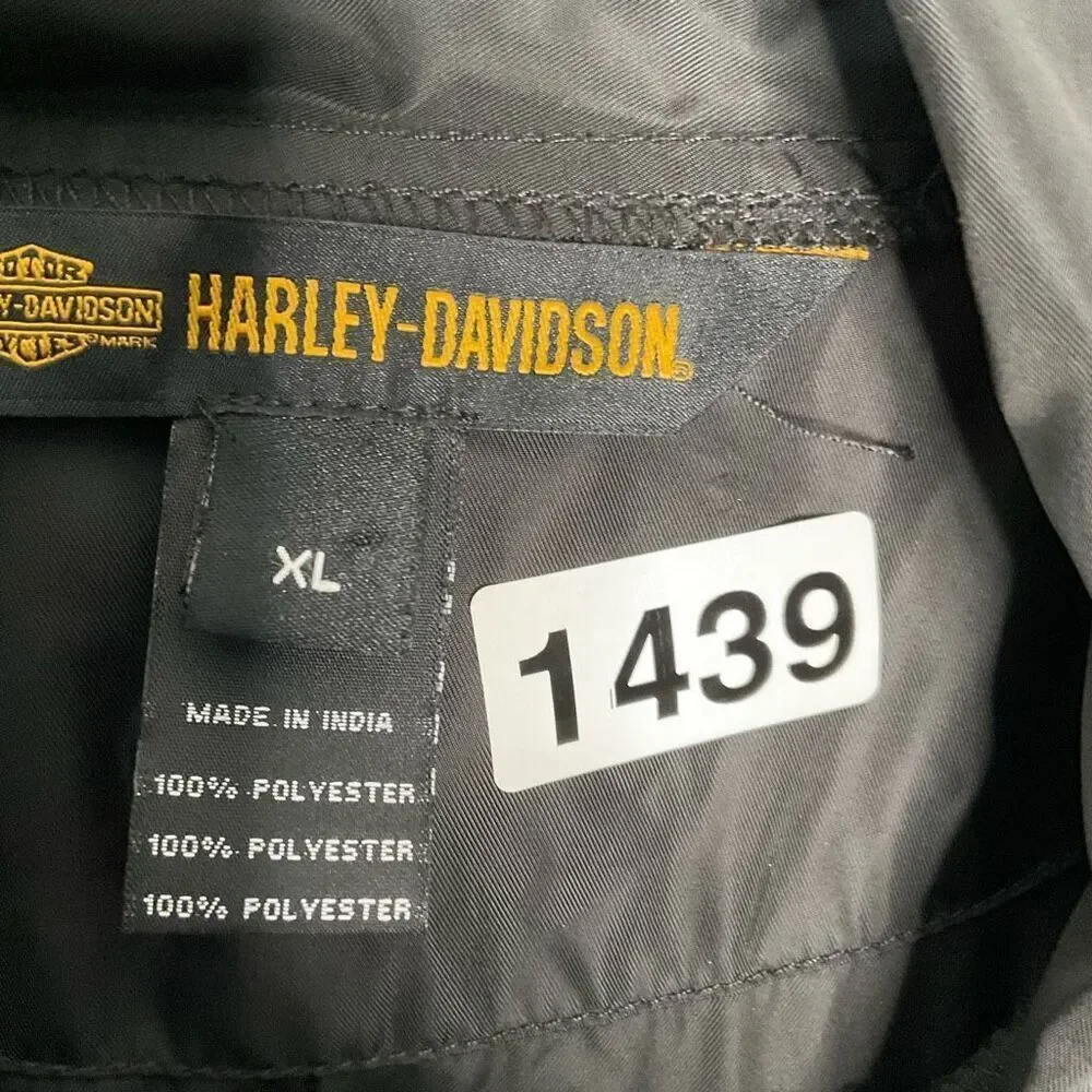 Harley Davidson Winged Graphic Men's‎ XL Black Nylon Windbreaker Rain Jacket